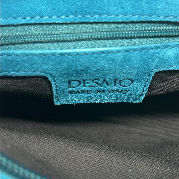 Desmo NWT Teal Suede Boho Double Handled Satchel Purse Bag 🌸🌸 - Picture 6 of 6